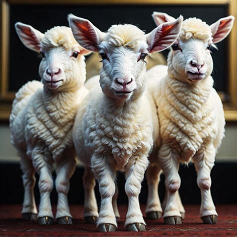 Premium AI Image Three Sheep Are Standing Next To Each Other With A