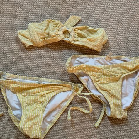 J Crew Swim Xs Lemon Seersucker Jcrew Bikini Poshmark