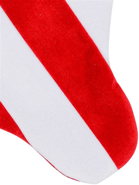 Red And White Stripe With Font And Holly Applique Velvet Christmas Stocking