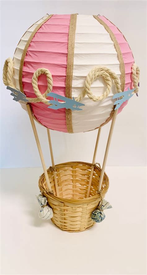 Hot Air Balloon Centerpiece Airplanes Pink And White Up Up And Away Birthday Baby Shower