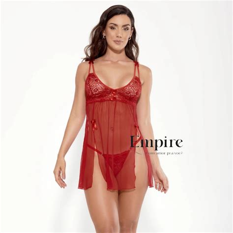 Camisola Feminina Sexy Lavinia Rendado Sem Bojo Calcinha Fio Dental Lingerie Feminina Shopee