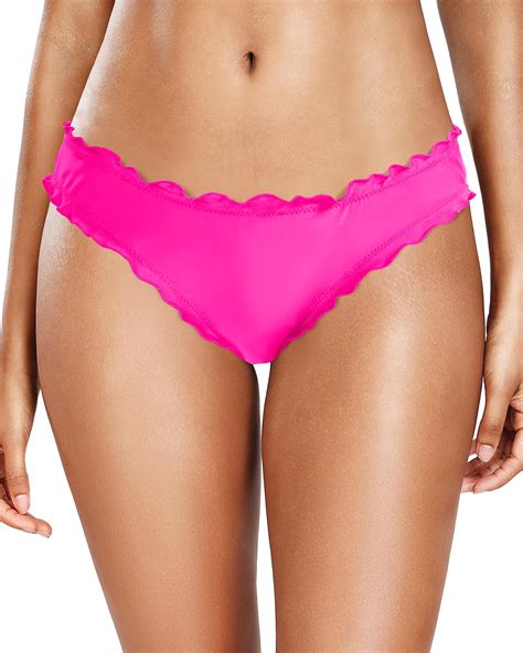 Tempt Me Women Pink Bikini Bottom Ruffle Scrunch Butt Bathing Suit Bottoms Moderate Swimsuit