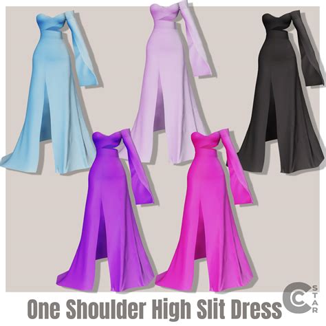 One Shoulder High Slit Dress The Sims 4 Create A Sim Curseforge