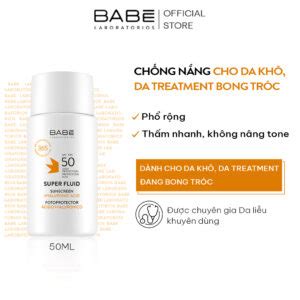 Kem chống nắng BABE Super Fluid Sunscreen Hyaluronic Acid SPF dưỡng
