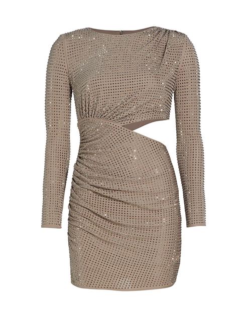 Buy SELF PORTRAIT Hot Fix Crystal Embellished Minidress Grey At Off Editorialist