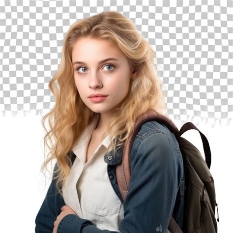 Une Jeune étudiante Jolie Blonde Avant La Classe Isolée Sur Un Fond Transparent PSD Premium