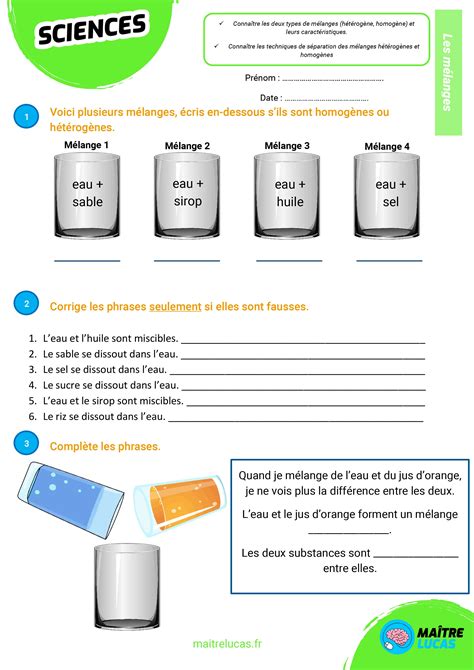 Exercices Les M Langes Pour Les L Ves De Cm Cm Ma Tre Lucas
