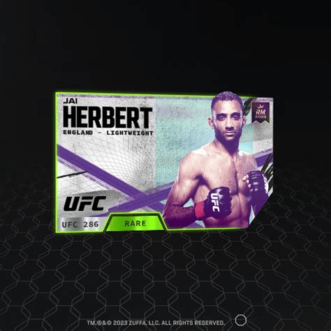 Jai Herbert 2023 UFC 286 Event Set RARE NFT For Sale 2022 23