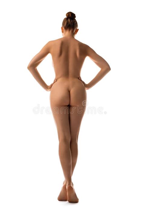 Slim Naked Female Model In White Studio Stock Image Image Of Back Erotic