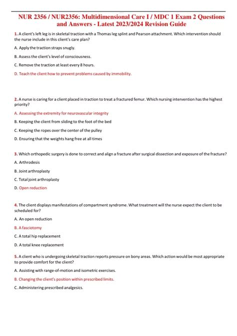 Nur Nur Multidimensional Care I Mdc Exam Questions