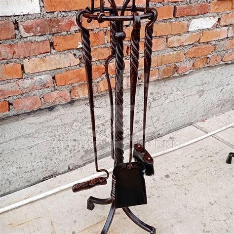 Кованый набор для камина со спиралями ККН-176: купить в Москве, фото, цены