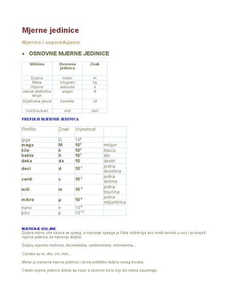 Mjerne Jedinice Pdf