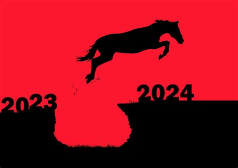 Graphics Design Silhouette Horse Jumping From 2023 To 2024 New Year