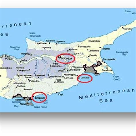 The Map Of Cyprus And The Three Different Towns Limassol Larnaca And Download Scientific