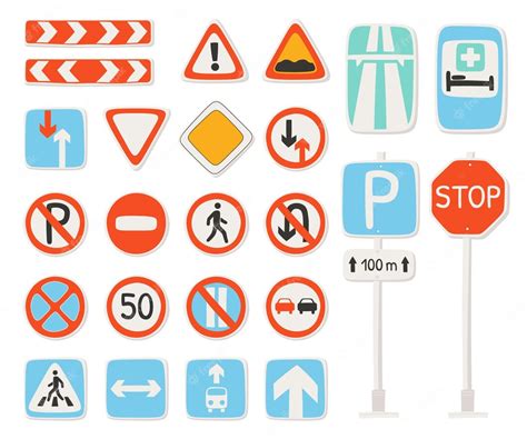 Premium Vector | Road signs flat icons set traffic symbols information ...