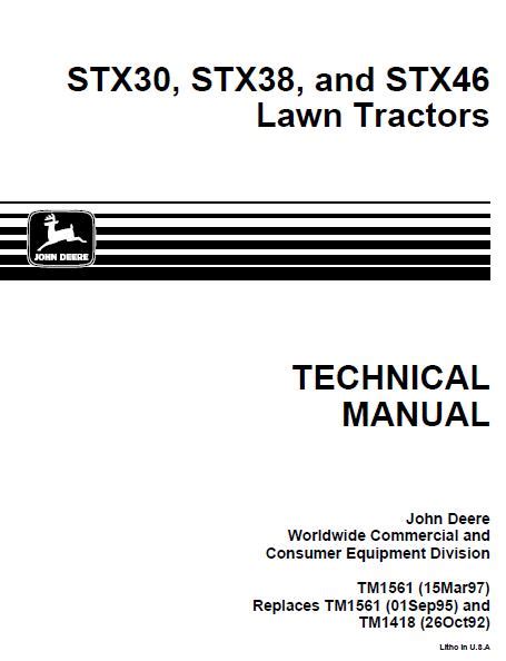 John Deere Stx38 Lawn Garden Tractor Service Repair Manual Freesampleservicemanual