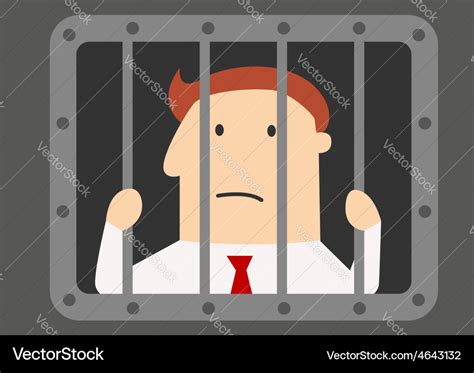 Cartoon Businessman Prisoner In Jail Royalty Free Vector