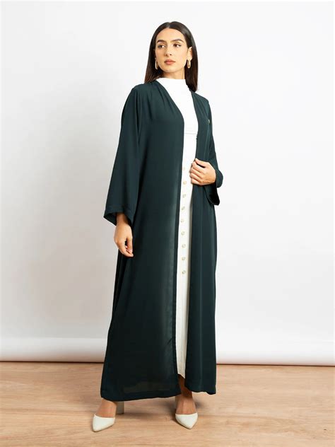 Latest Abayas Clothing And Tarha Green Open Abaya Comfortable Classic