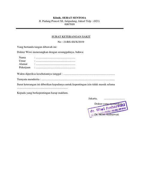 Download Surat Keterangan Sehat Dokter Dan Stempel Pdf Id