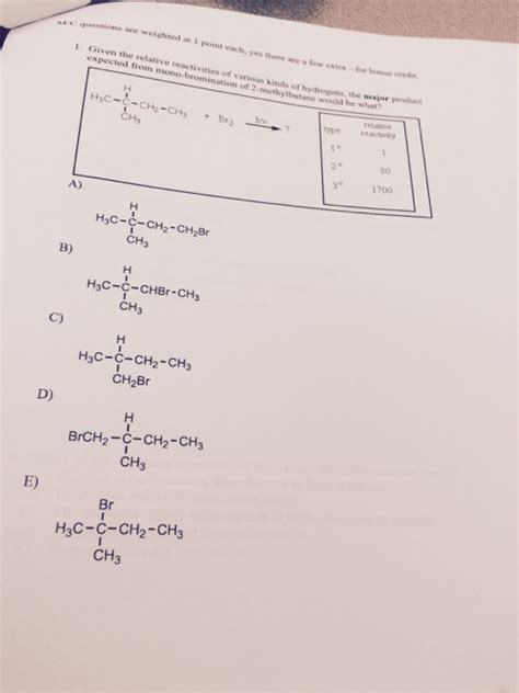 Solved Given The Relative Reactivities Of Various Kinds Of