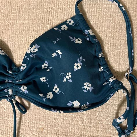 Blue Floral Bikini Set With Adjustable Straps Top Depop