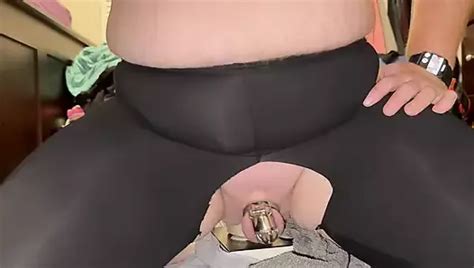 Sissy In Ripped Leggings And Chastity Fucking A Dildo XHamster