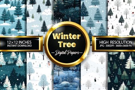 Winter Tree Background Digital Papers Graphic By Hurairagraphics · Creative Fabrica