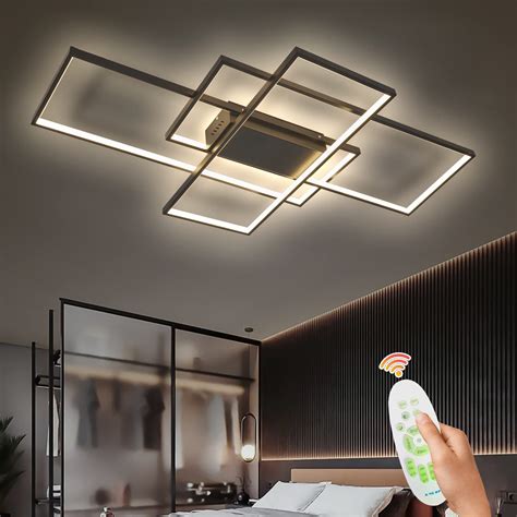 XEMQENER Modern LED Ceiling Light Dimmable with Remote Control, 3 ...