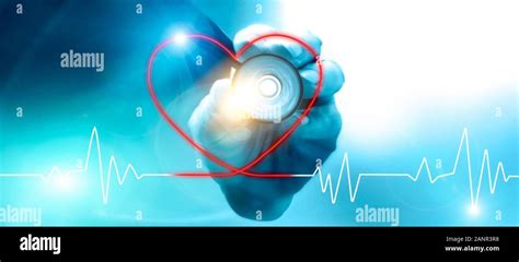 Doctor with stethoscope listening to the heart beat. Heart-shaped heart ...