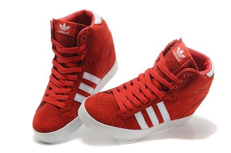 Adidas Red And White High Topsadidas Superstar Basketball Shoes