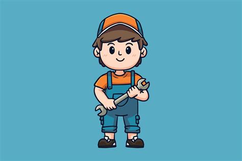 Cute Mechanic Cartoon Character Illustration 39217123 Vector Art at ...