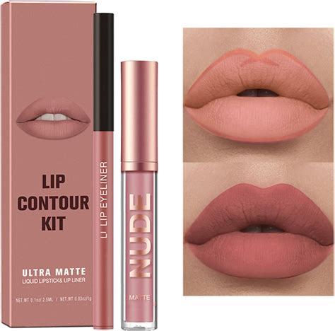 Lip Liner And Lipstick Set Nude Lipstick Non Sticky Long Lasting Waterproof Lip Stain