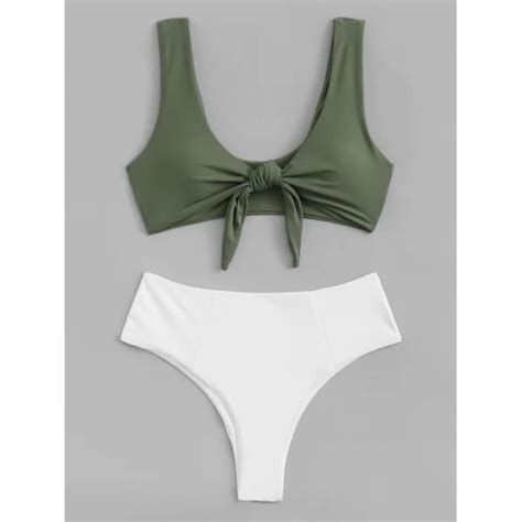 MAILLOT DE BAIN Sexy Bikini Les Femmes Maillot Col rond Maillot De Bain Rayé Noeud Arc