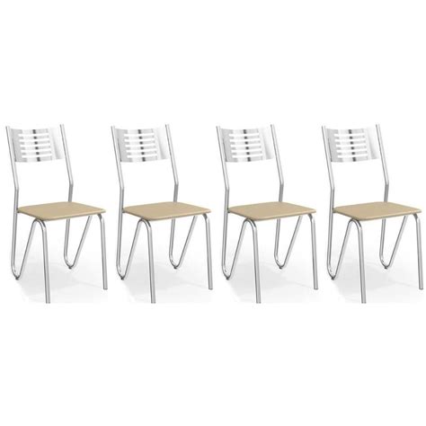 Kit Cadeiras De Cozinha Nápoles c Un Cromada Nude Camicado
