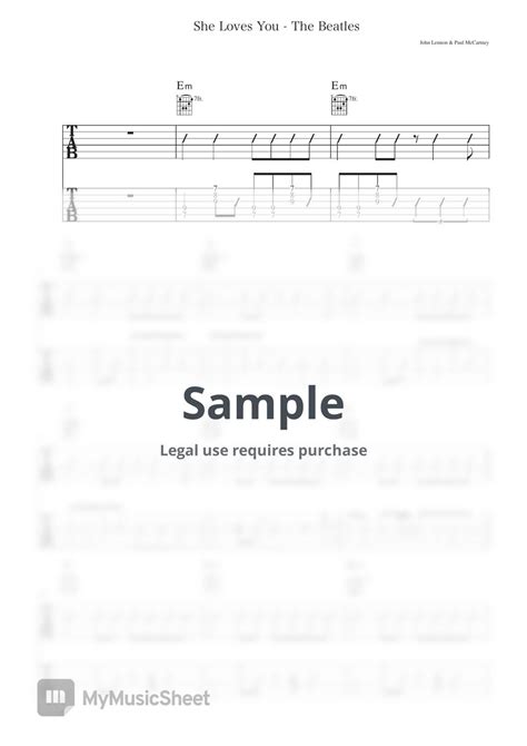 The Beatles She Loves You Guitar X2 Sheets By Ryohei Kanayama