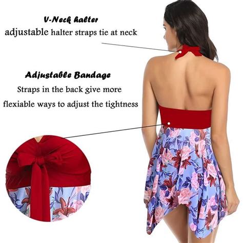 Maillot De Bain Robe Tankini Amincissant Cache Ventre Push Up Bikini Jupette El Gante Taille