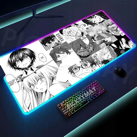 Podk Adka Pod Mysz Czarno Bia A Du A Rgb Gamingow Anime Biurko