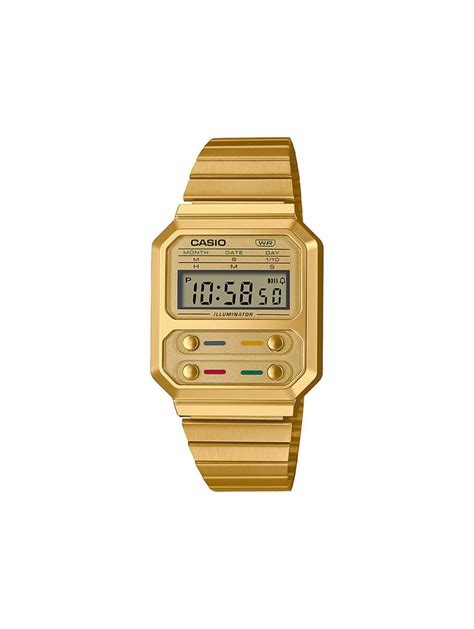 Montre Mixte Casio Vintage en Acier Doré Ref A100WEG 9AEF