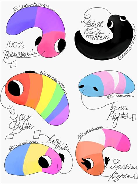 Pride Worm On A String Sticker By Cursedwormss Redbubble