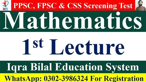 1st Lecture Number System Mathimatics PPSC FPSC CSS Screening