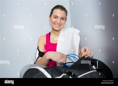 Pretty Female Trainer Stock Photo Alamy