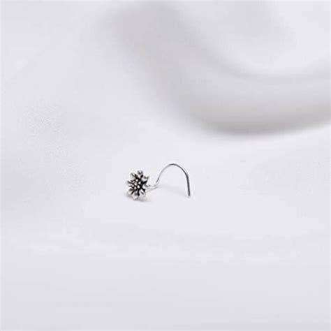 Giva Sterling Silver Oxidised Oxidised Flower Blossom Nose Pin For