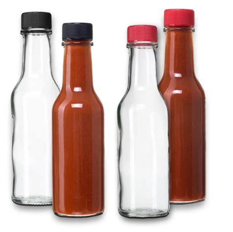 Round Oz Ml Tabasco Chili Woozy Hot Sauce Dressing Glass Bottle With Black Lids And Shrink