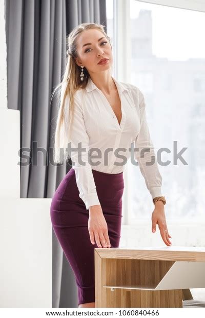 Lovely Blonde Girl Doing Sexy Business Stock Photo Shutterstock
