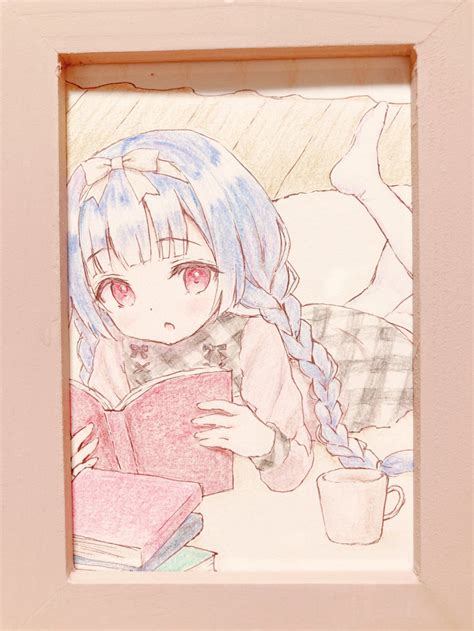 Safebooru 1girl O Bangs Blue Hair Blush Book Book Stack Bow Braid