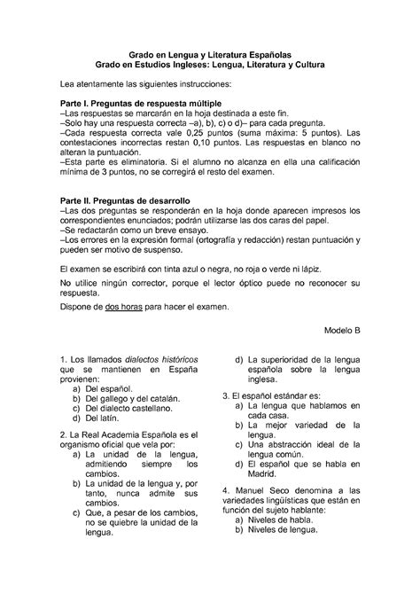 Examen Comunicaci N Oral Y Escrita En Lengua Espa Ola Ii Studocu