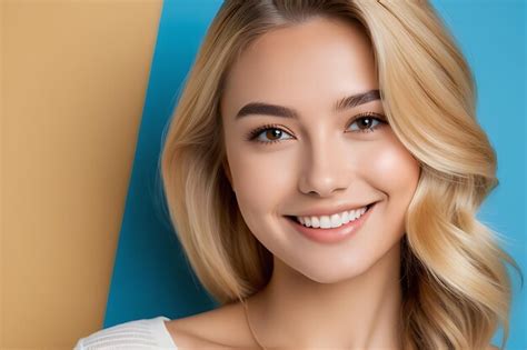 Premium Photo A Smiling Blonde Girl With Natural Appearance