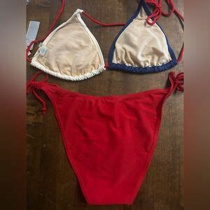 Playboy Swim Nwt Sexy Skimpy Patriotic Playboy Bunny Tri Top Tie Side Bottom String Bikini