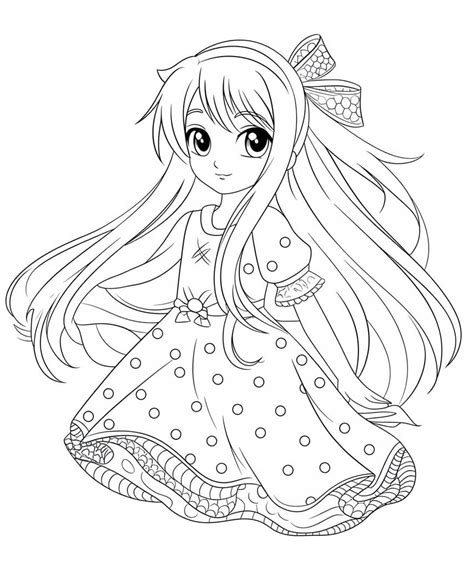 Long Hair Anime Girl Coloring Pages Coloringlib