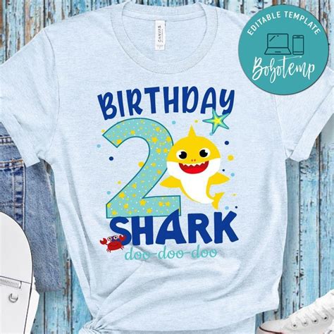 Custom Baby Shark 2nd Birthday Shirt for Kid | Bobotemp